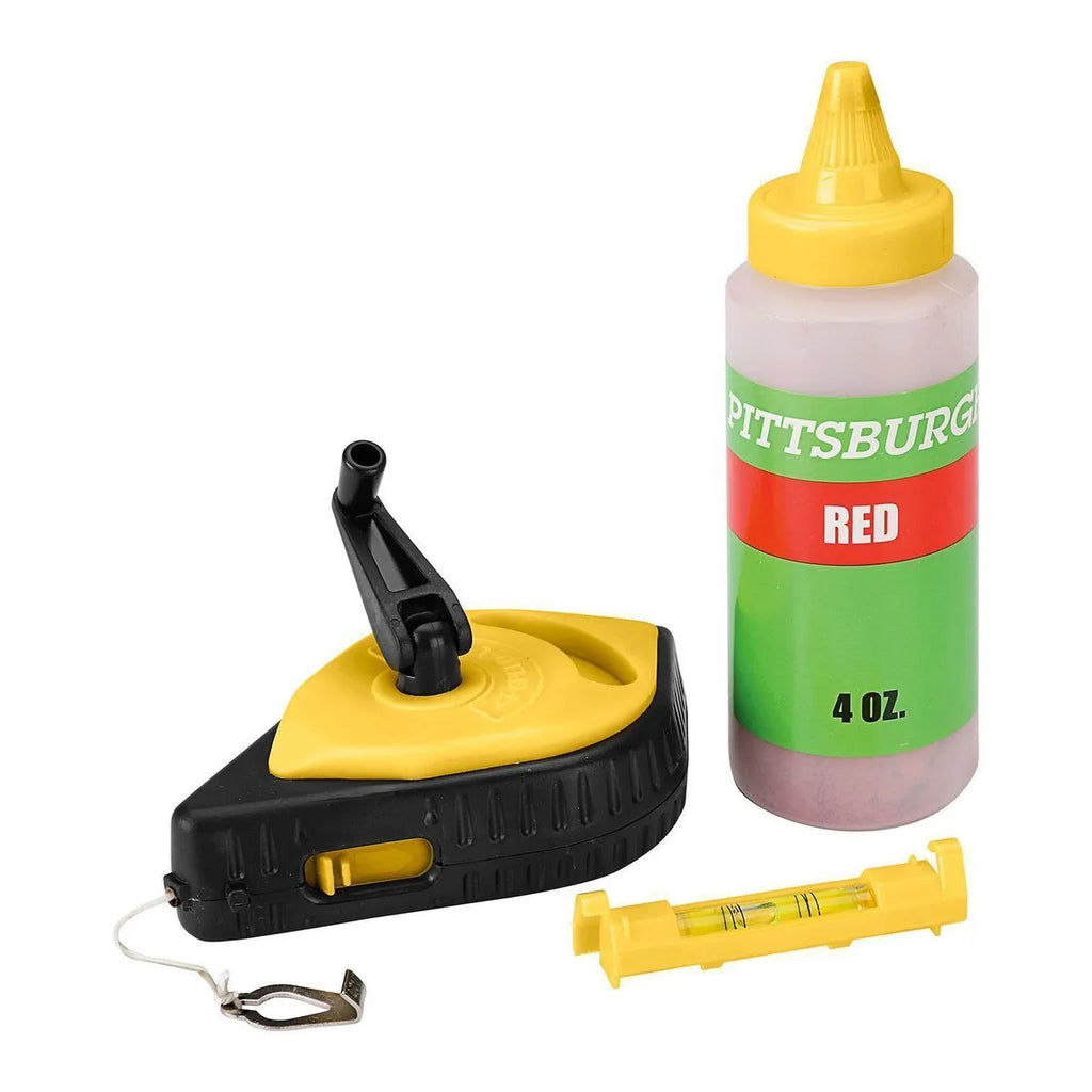 Pittsburgh 4 oz. Red Chalk Line Set – 100 ft. Reel with Line Level