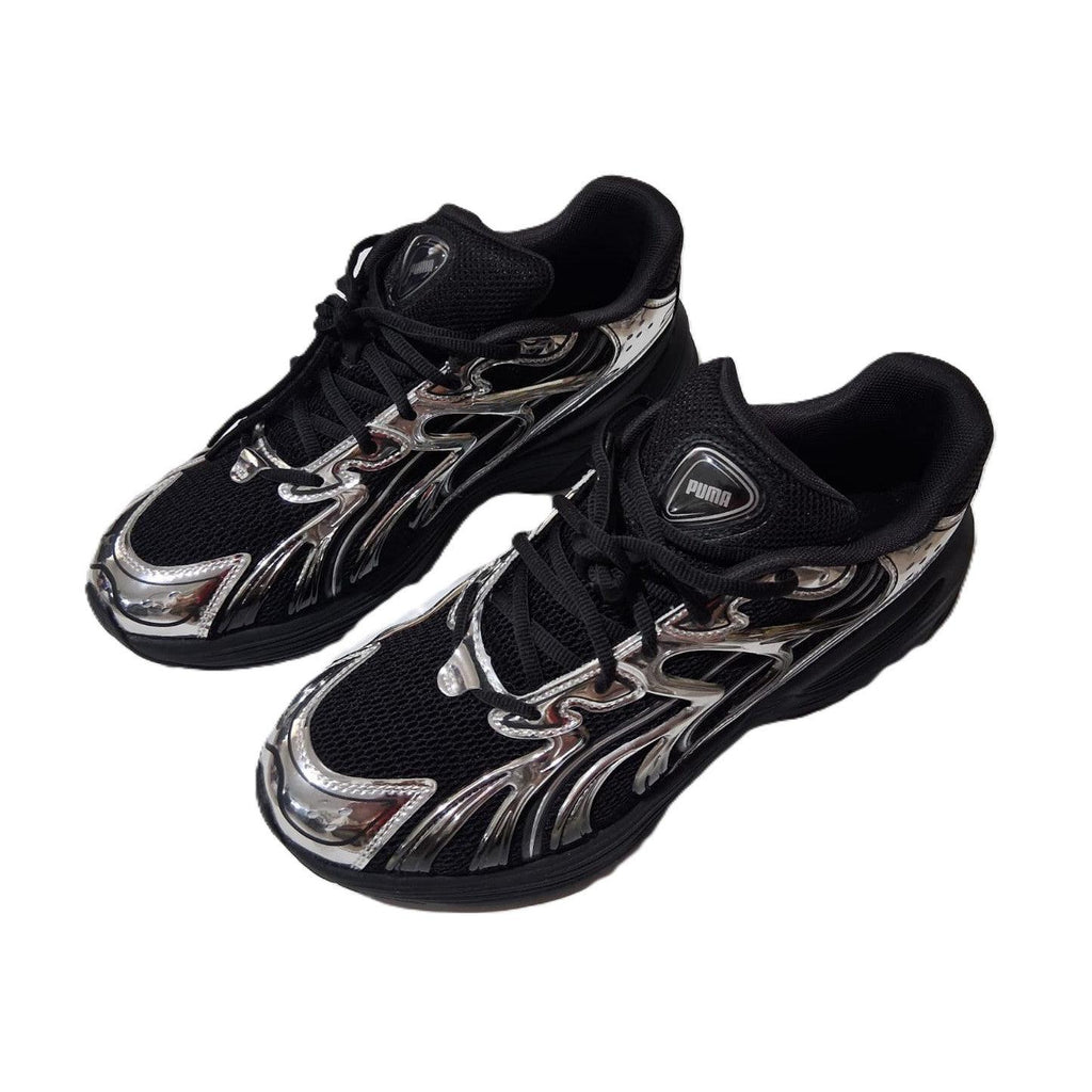 Puma Morphic x Inverse – Tenis Hombre Triple Negro/Cromo Plateado Líquido – Talla US 10