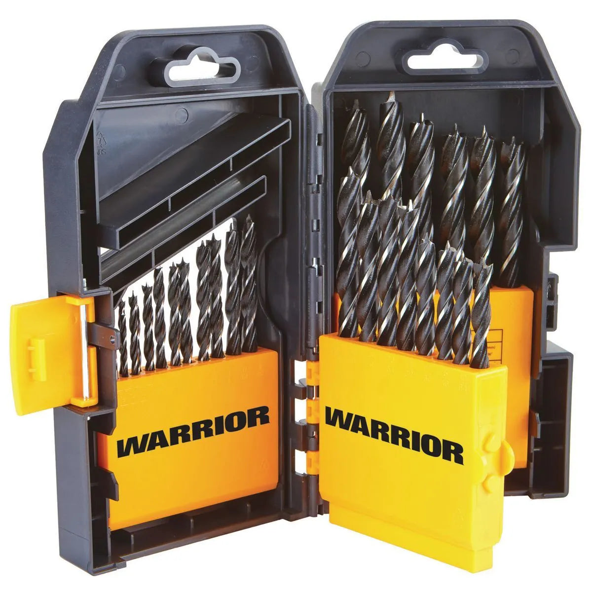 Warrior 29-Piece Brad Point Wood Drill Bit Set – 1/16" to 1/2", Heavy-Duty Case
