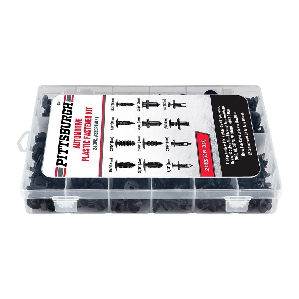 Pittsburgh Automotive Plastic Fastener Kit 240 Piezas 12 Tamanos Item 57671