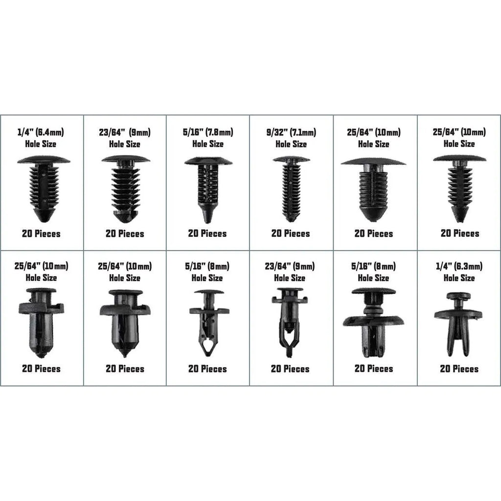 Pittsburgh Automotive Plastic Fastener Kit 240 Piezas 12 Tamanos Item 57671