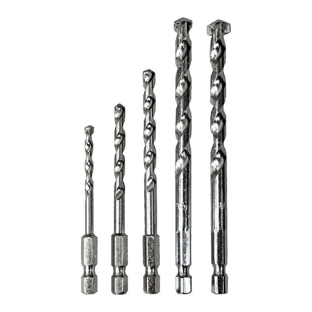 Warrior 5-Piece Quick Change Masonry Drill Bit Set – Hex Shank, Carbide Tips