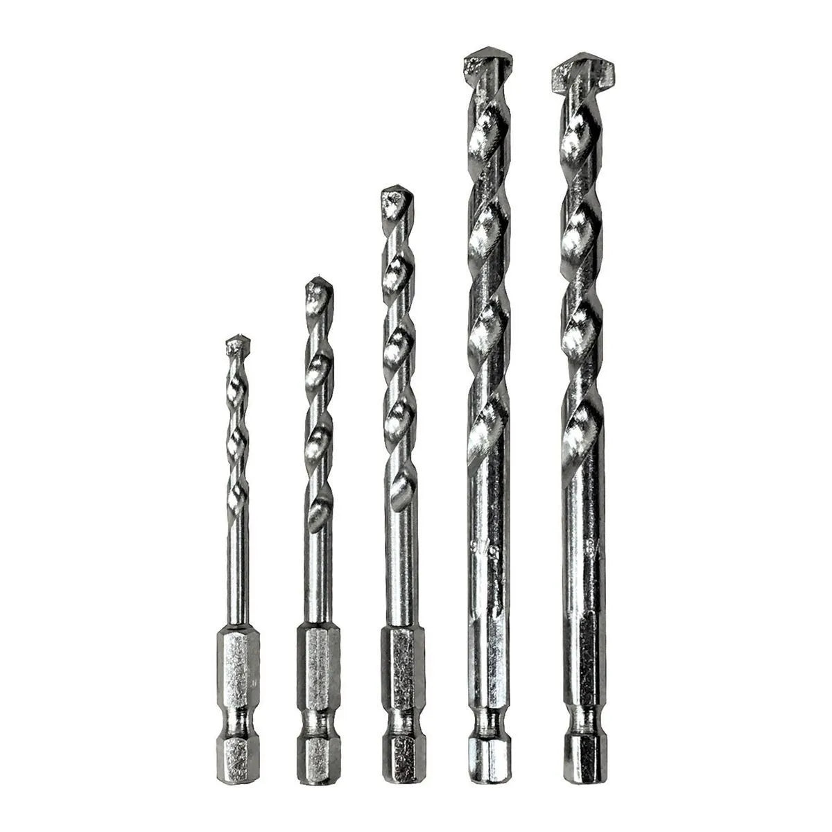 Warrior 5-Piece Quick Change Masonry Drill Bit Set – Hex Shank, Carbide Tips