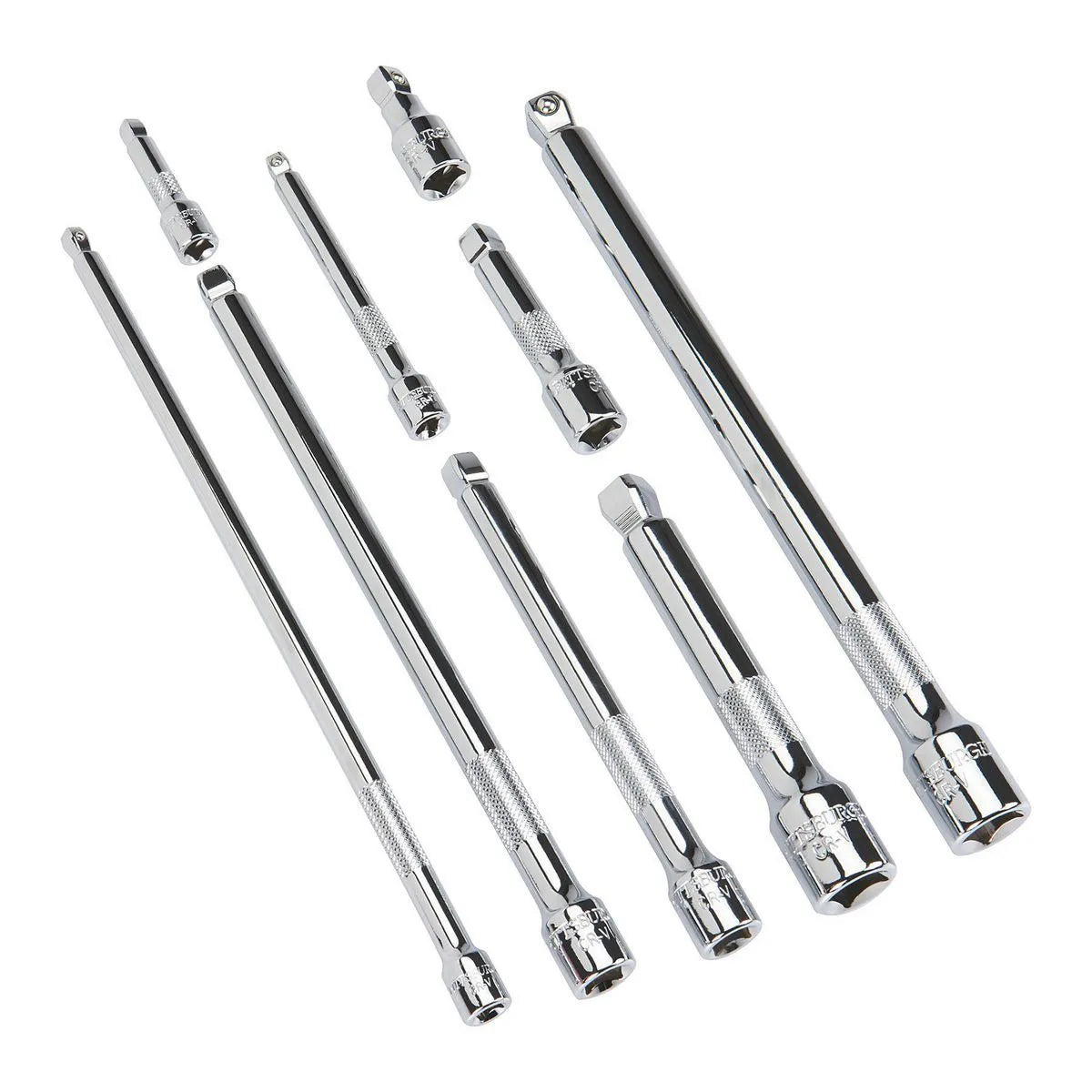 Pittsburgh 9-Piece Wobble Socket Extension Set – 1/4", 3/8" & 1/2" Drive, Chrome Vanadium
