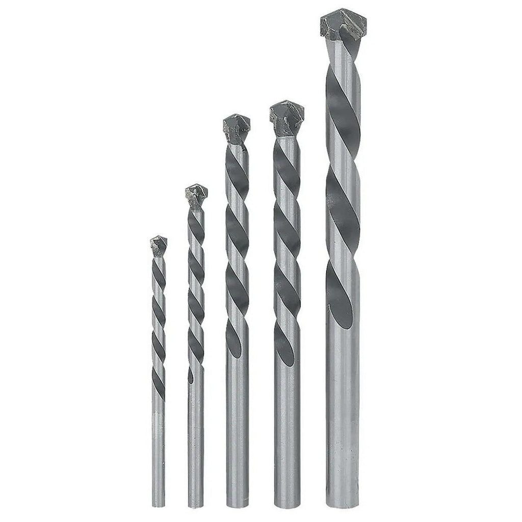 Warrior 5-Piece Masonry Drill Bit Set – C2 Carbide Tips, Carbon Steel Shank