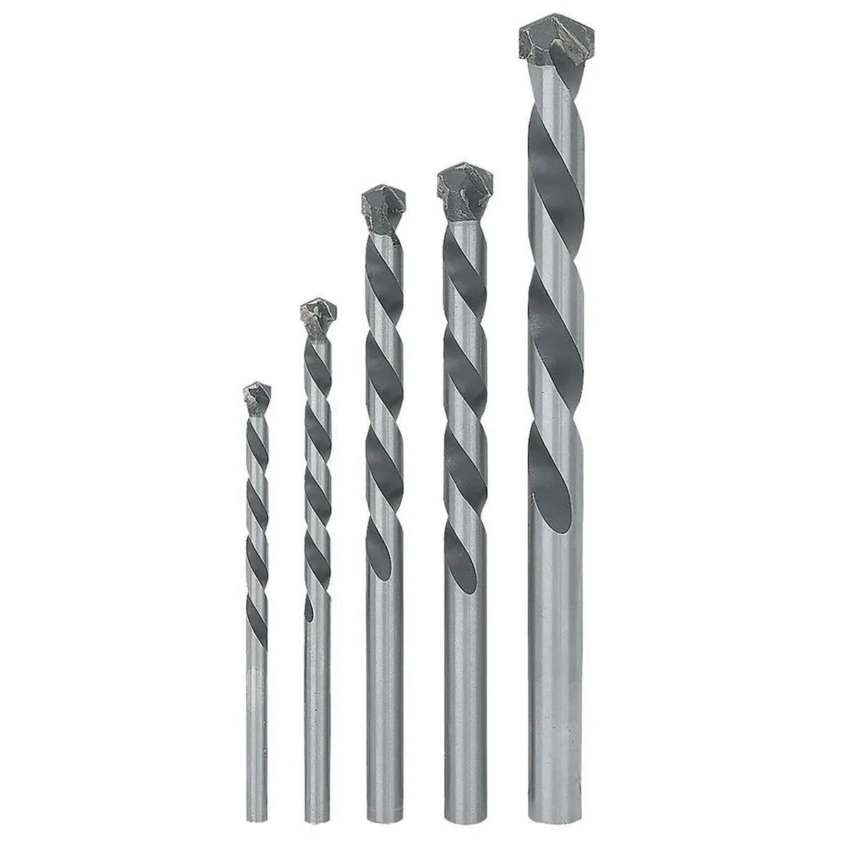 Warrior 5-Piece Masonry Drill Bit Set – C2 Carbide Tips, Carbon Steel Shank
