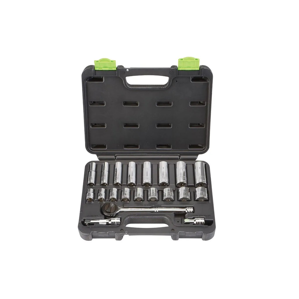 Pittsburgh 20-Piece SAE Socket Set – 3/8" Drive, Chrome Vanadium, Blow Mold Case