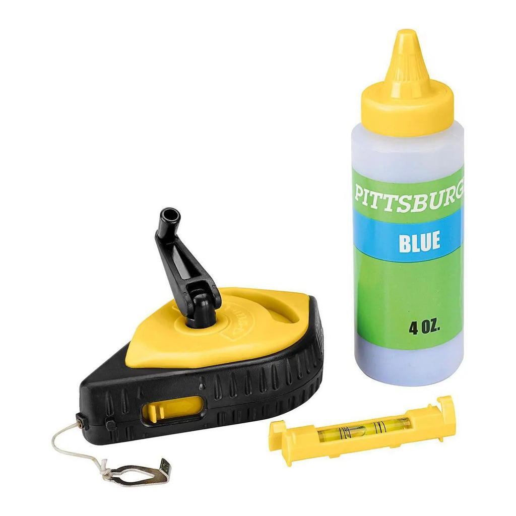 Pittsburgh 4 oz. Blue Chalk Line Set – 100 ft. Reel with Line Level