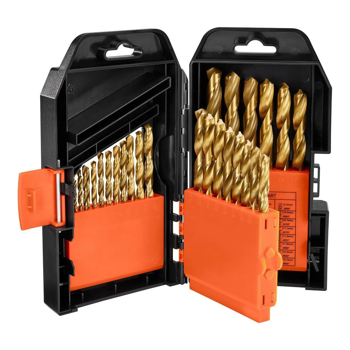 Warrior 29-Piece Titanium Index Drill Bit Set – 1/16" to 1/2", Wood, Plastic & Metal