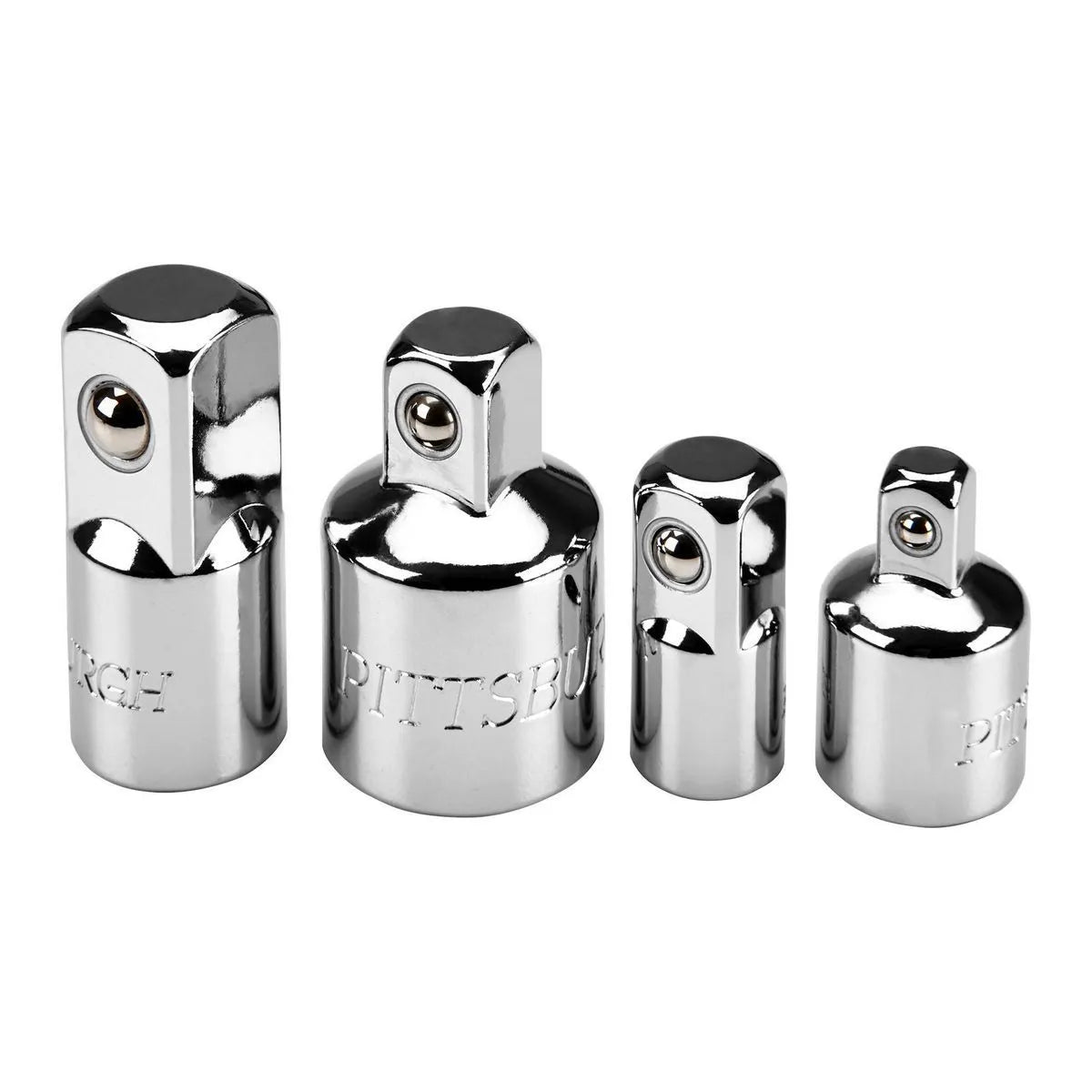Pittsburgh 4-Piece Socket Adapter Set – 1/4", 3/8" & 1/2" Drive, Chrome Vanadium