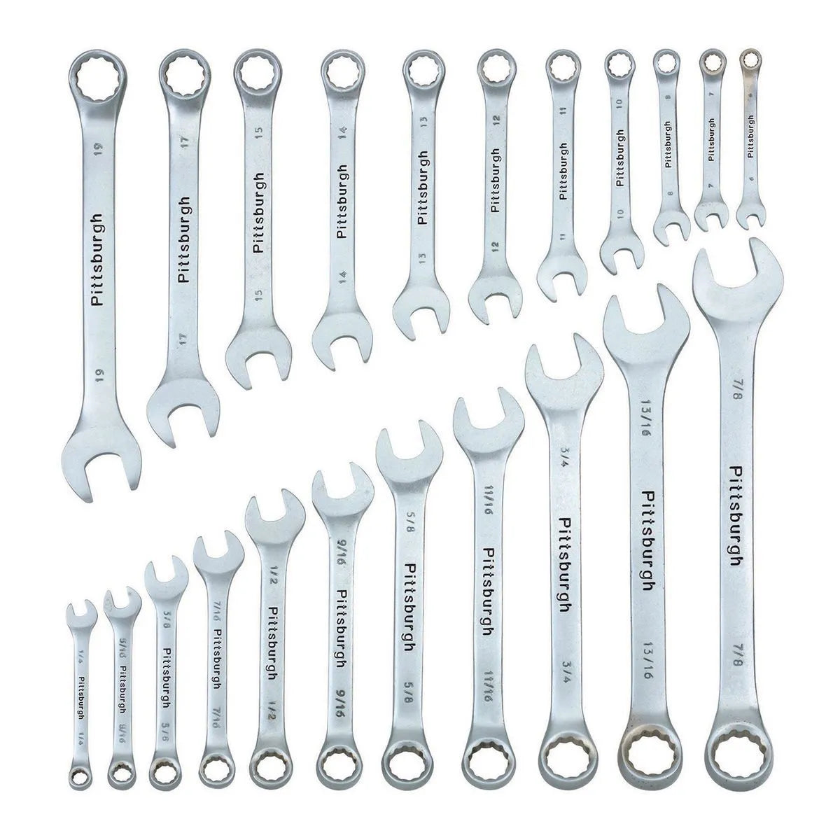 Pittsburgh 22-Piece Combination Wrench Set – SAE & Metric, Chrome Vanadium Steel