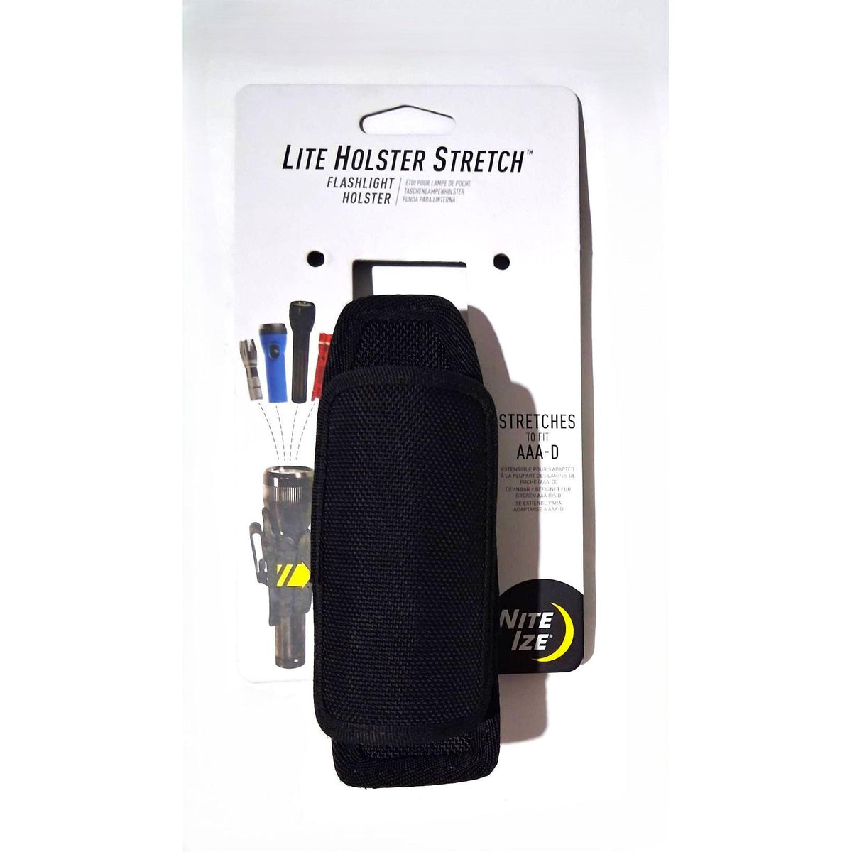 Funda Elastica para Linterna NITE IZE | Compatible AAA AA L123 C/D | Clip Giratorio