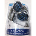 Aqua Block 5-Function Shower Head & Handheld Shower Set – 2 Heads, 3-Way Diverter