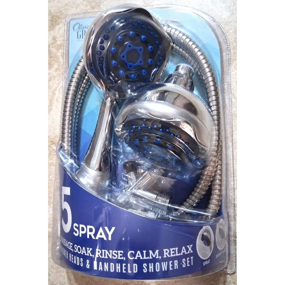 Olivia Gray 5-Spray Shower Head & Handheld Shower Set – 3-Way Diverter