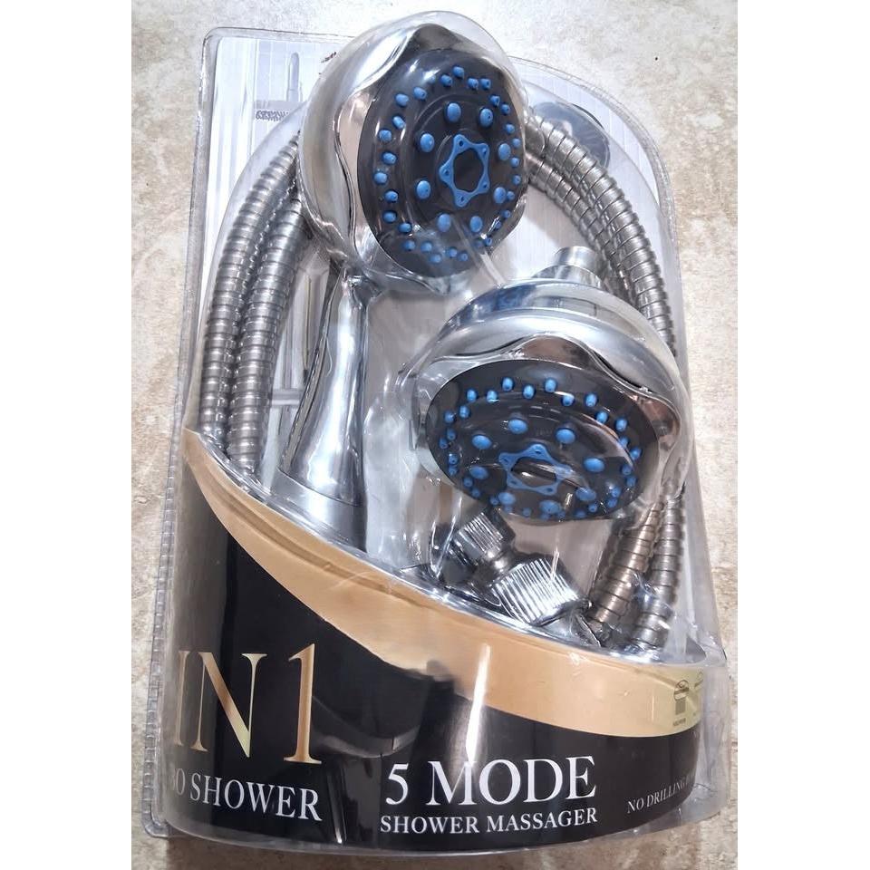2-in-1 Combo Shower Head & Handheld Shower Set – 5-Mode Massager, 60" Hose