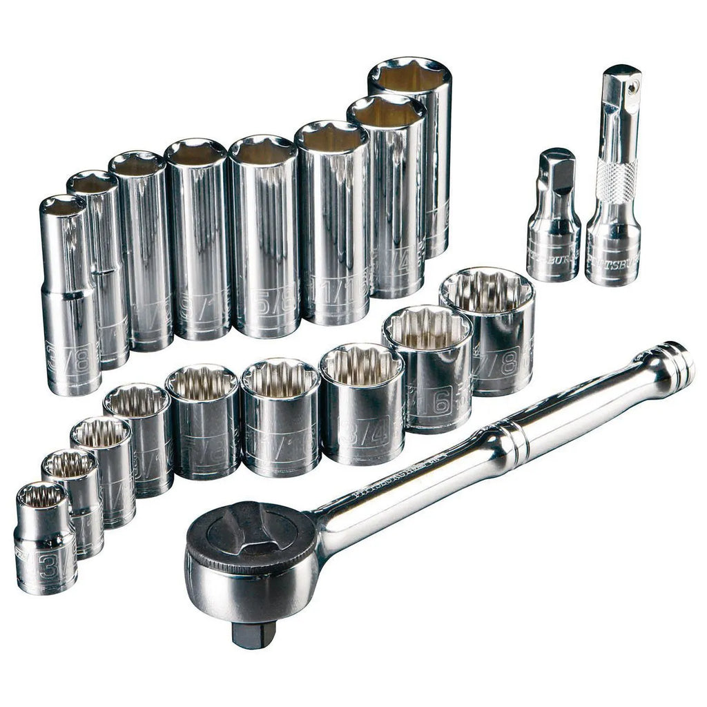 Pittsburgh 20-Piece SAE Socket Set – 3/8" Drive, Chrome Vanadium, Blow Mold Case