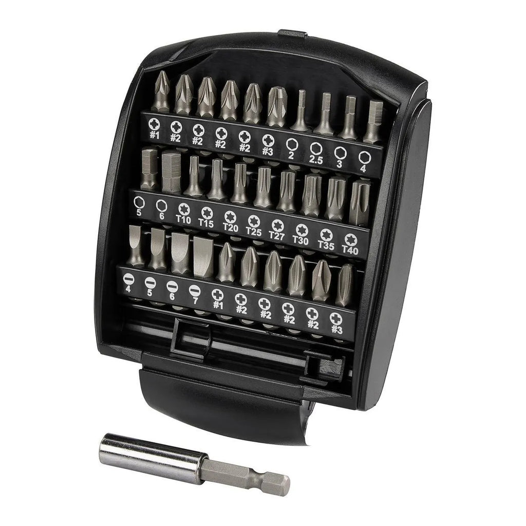 Warrior 31-Piece Screwdriver Bit Set – 1/4" Shank, CRV Steel, Magnetic Bit Holder