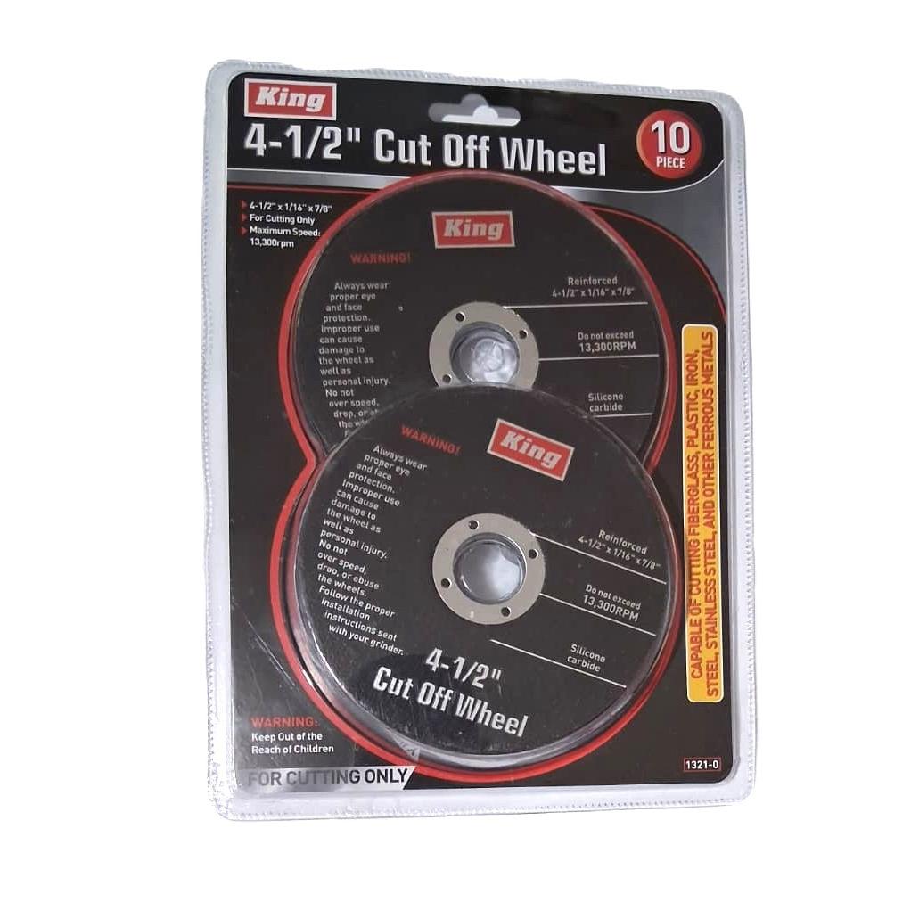 Discos de Corte 4-1/2" King – Pack 10 Piezas | Carburo de Silicio Reforzado | Acero Inox, Hierro, Plástico y Fibra de Vidrio | 13,300 RPM