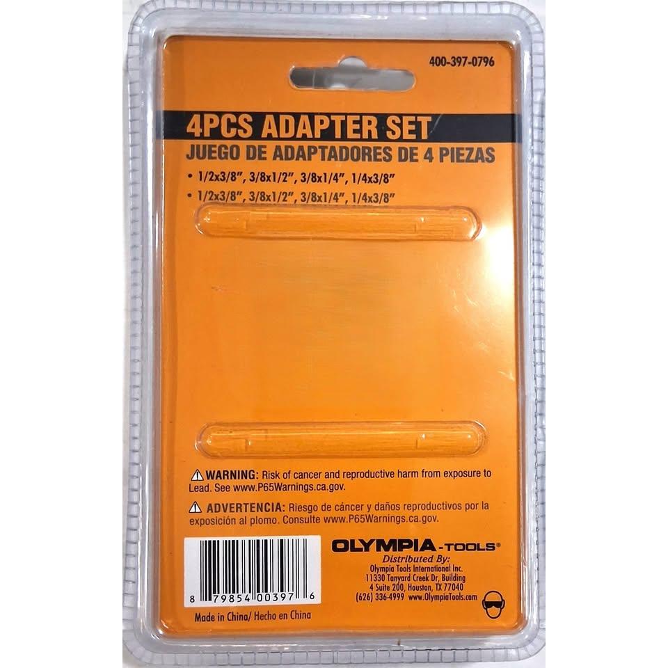 OLYMPIA TOOLS Set 4 Adaptadores de Drive 1/2"x3/8" 3/8"x1/2" 3/8"x1/4" 1/4"x3/8" Cromados