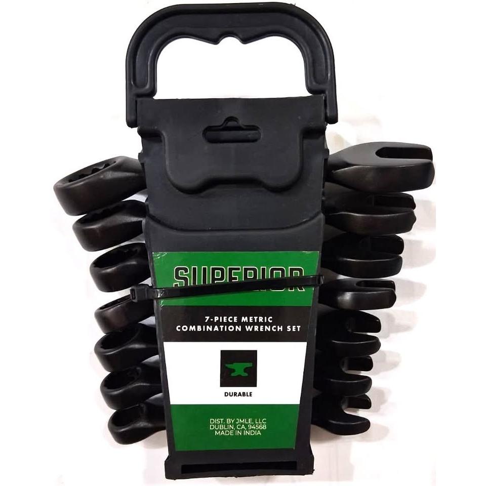 SUPERIOR Juego 7 Llaves Combinadas Métrico Acabado Negro Drop Forged 10mm a 18mm