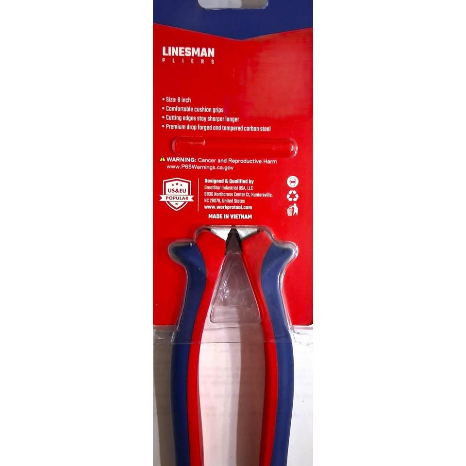 WORKPRO 8" Linesman Pliers – Comfort Grip (RS22052-VN)