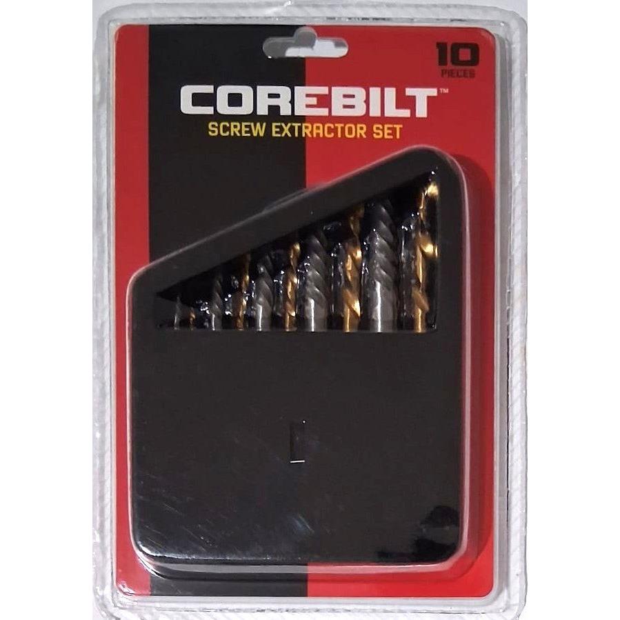 CoreBilt Screw Extractor Set – 10 Pieces with Metal Case