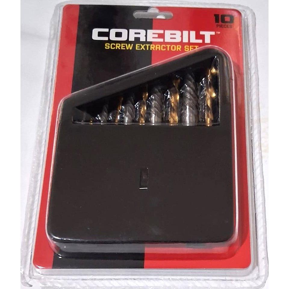 CoreBilt Screw Extractor Set – 10 Pieces with Metal Case