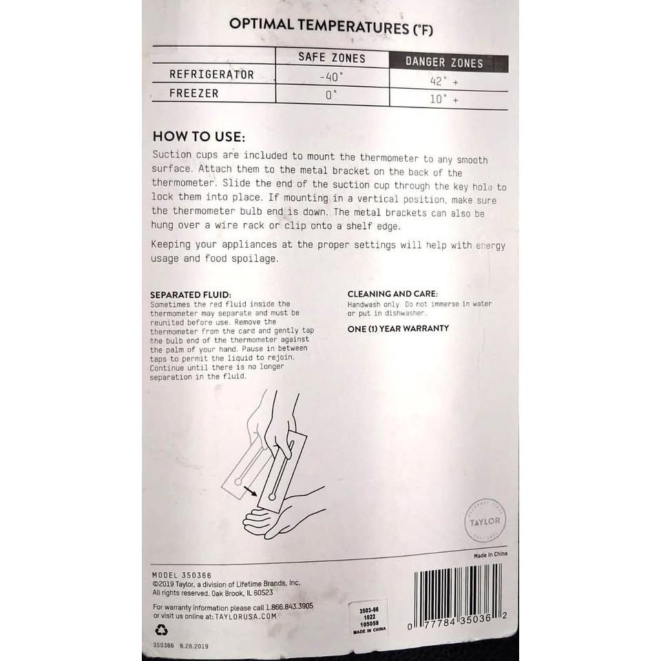 Salter Fridge & Freezer Thermometer – °F/°C, NSF (350366)