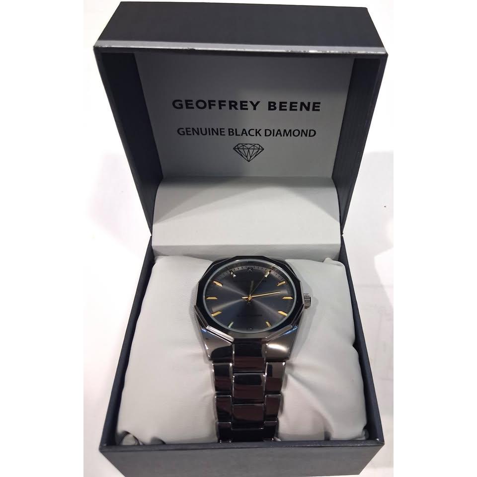 Geoffrey Beene Men's Watch – Genuine Black Diamond, Octagonal Dial, Bracelet