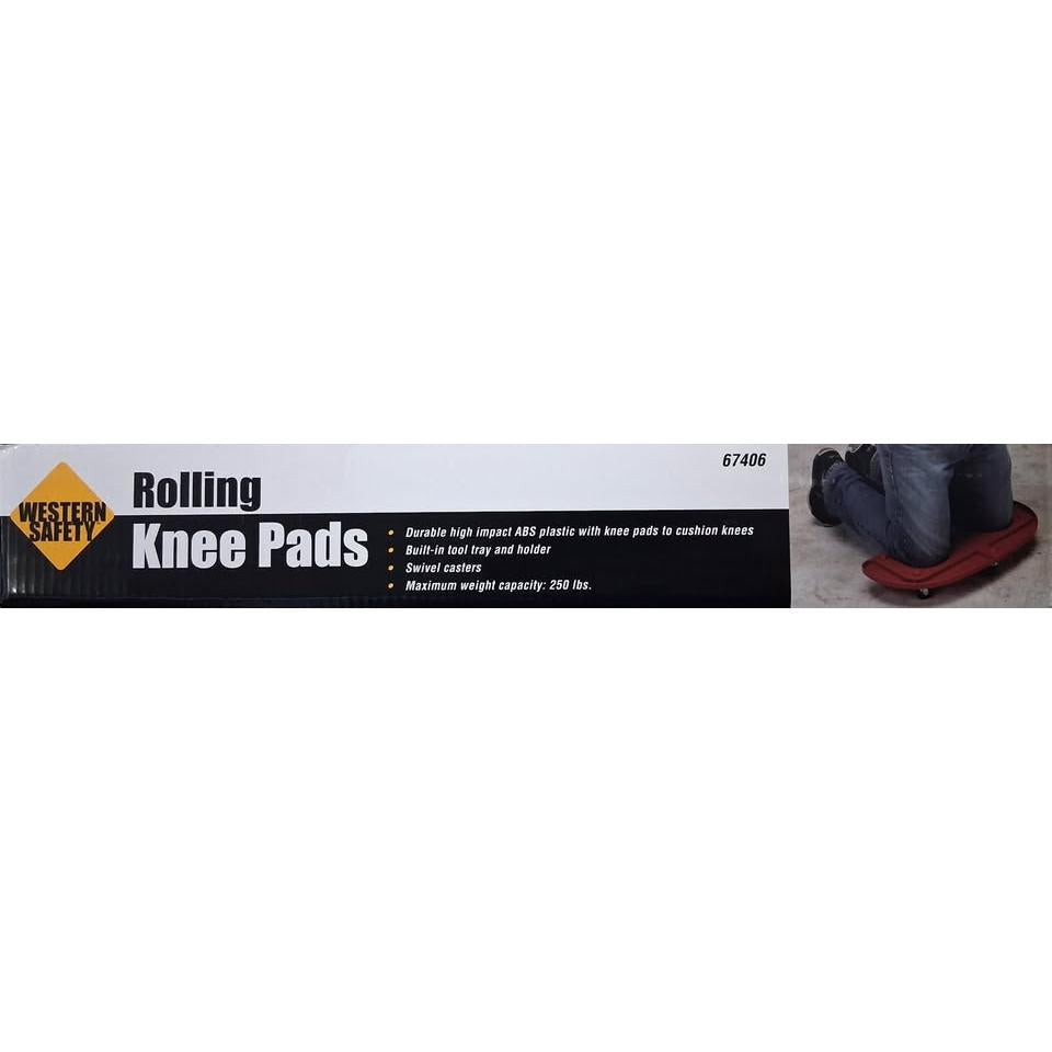 Western Safety Rodilleras con Ruedas 250 lb — Rolling Knee Pads Bandeja Portaherramientas #67406