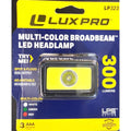 LUXPRO LP323 Multi-Color BroadBeam LED Headlamp 300 Lumens 8 Modos Spot Flood Blanco Verde Rojo 3 AAA