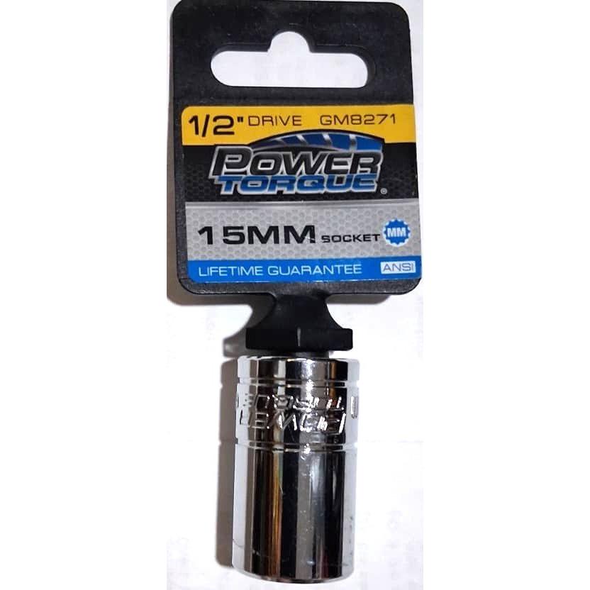 Power Torque 15mm Socket – 1/2" Drive, Chrome (GM8271)