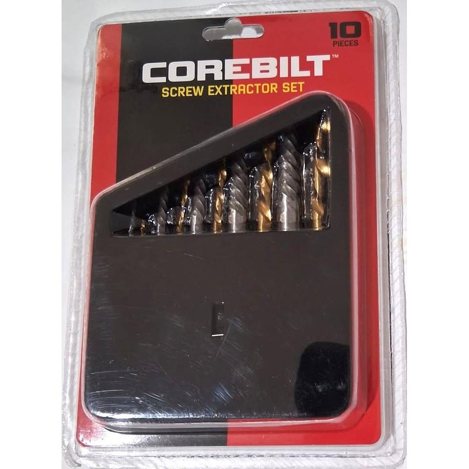 CoreBilt Screw Extractor Set – 10 Pieces with Metal Case