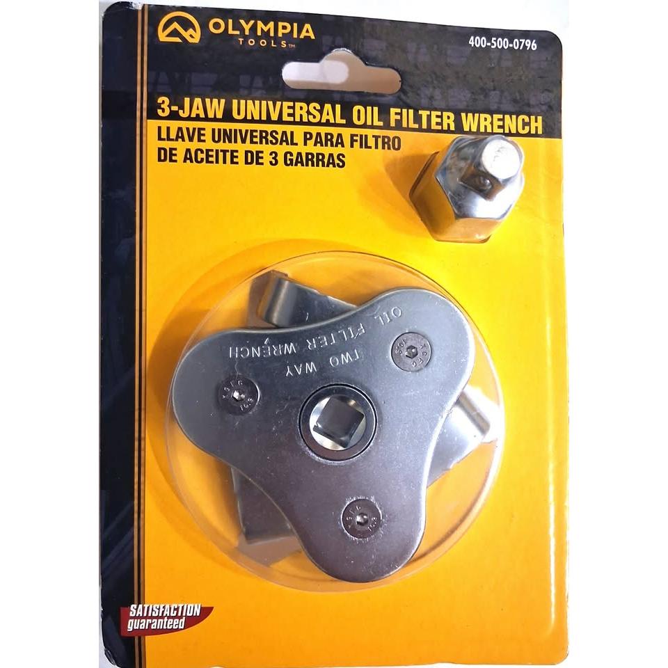 Olympia Tools Llave Universal Filtro Aceite 3 Garras — 2-2/5" a 4-9/10" Trinquete 3/8"