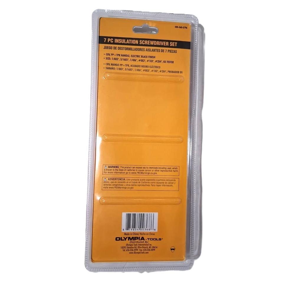 Olympia Tools 7-Piece Insulation Screwdriver Set – Cr-V, GS Tester
