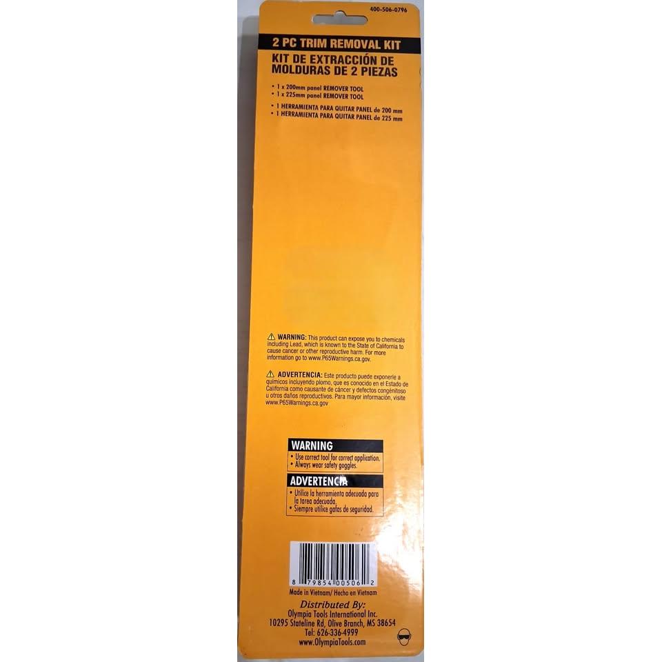 Olympia Tools Kit Extracción Molduras 2 Piezas — 200mm + 225mm Acero Cromado