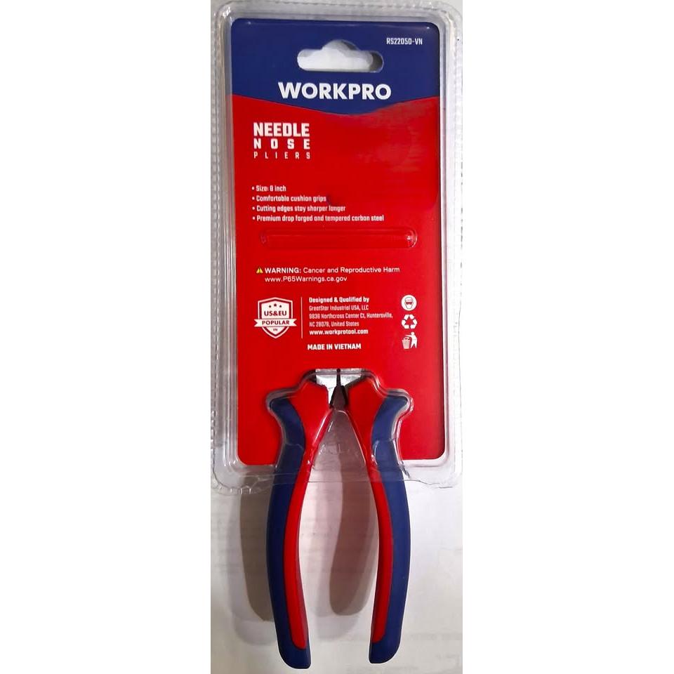 WORKPRO 8" Needle Nose Pliers – Comfort Grip (RS22050-VN)