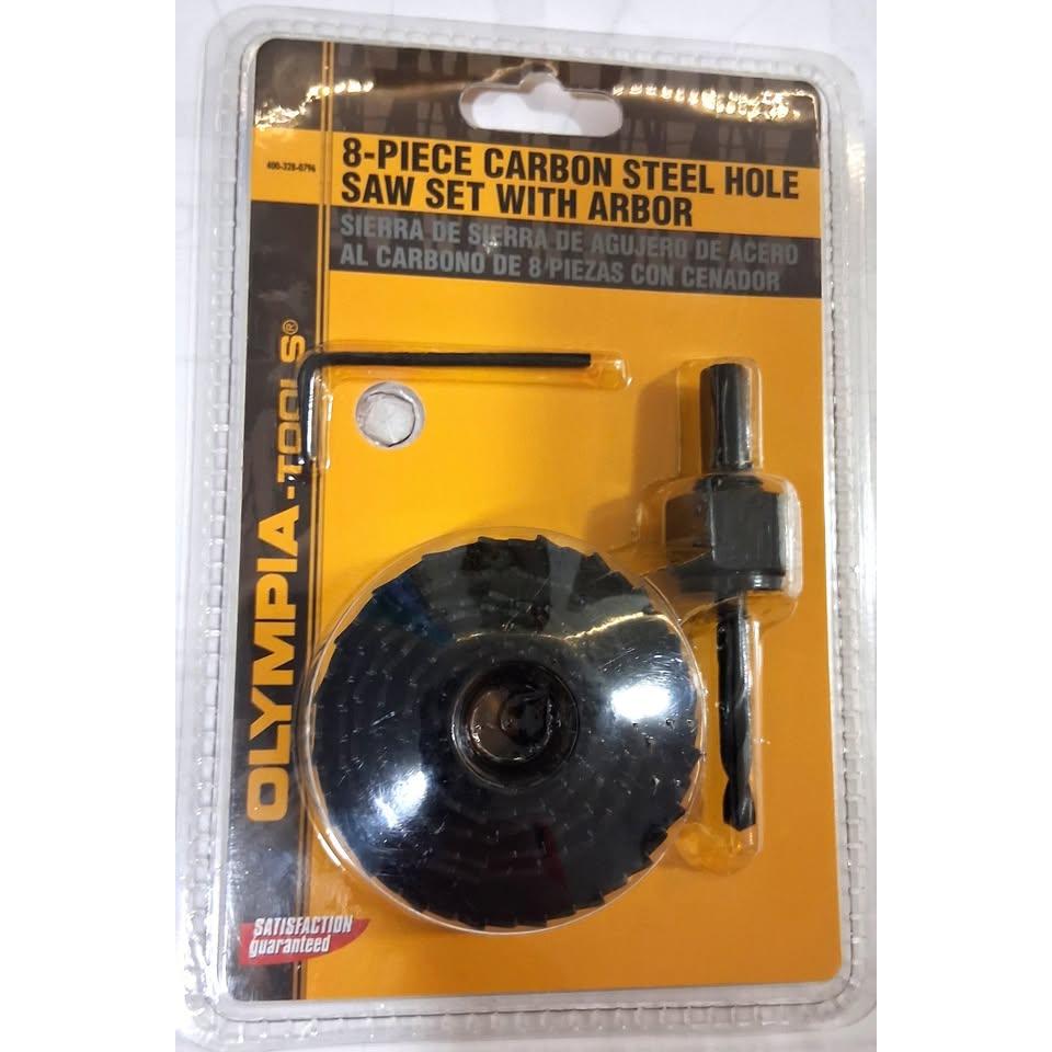 Olympia Tools 8-Piece Carbon Steel Hole Saw Set with Arbor (400-328-0796)