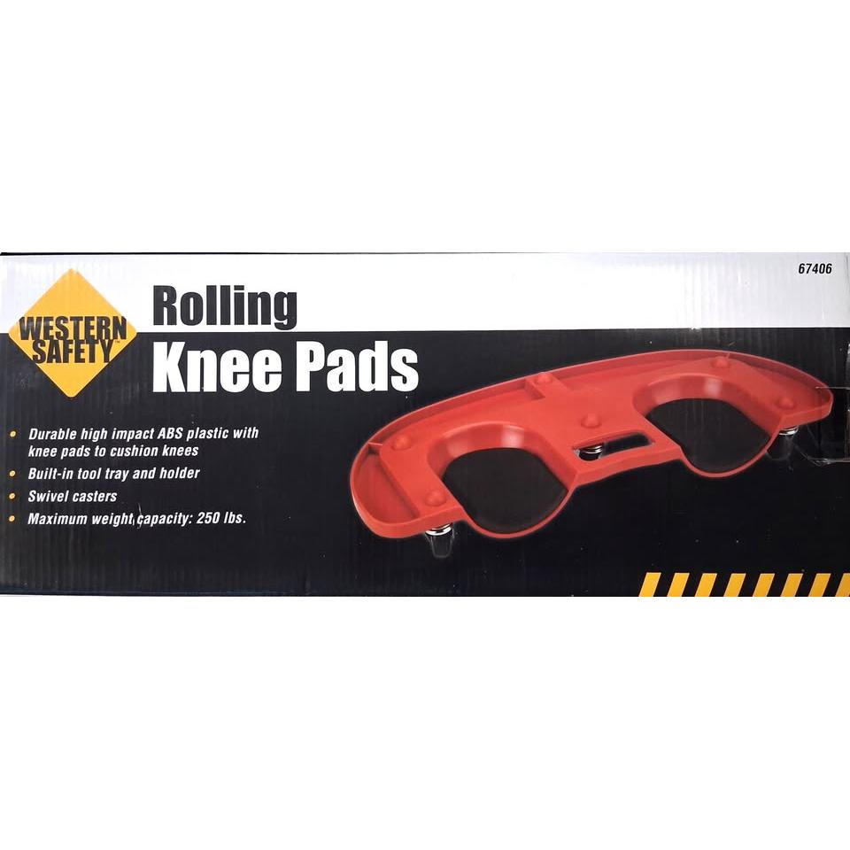 Western Safety Rodilleras con Ruedas 250 lb — Rolling Knee Pads Bandeja Portaherramientas #67406