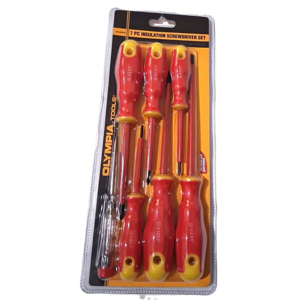 Olympia Tools 7-Piece Insulation Screwdriver Set – Cr-V, GS Tester
