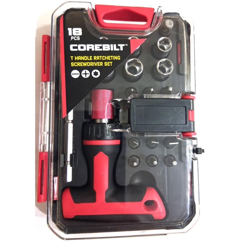 COREBILT 18-Piece T Handle Ratcheting Screwdriver Set