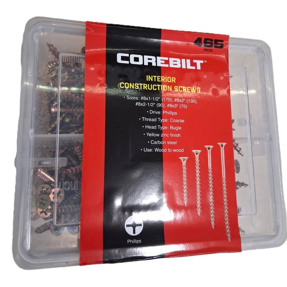 CoreBilt Interior Construction Screw Assortment – 465 Pieces