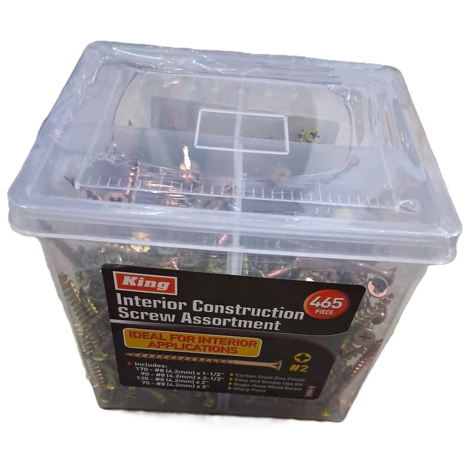 King Interior Construction Screw Assortment – 465 Pieces (3252-0)