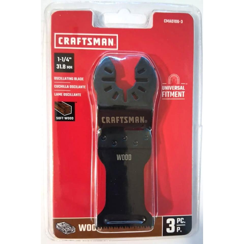 Cuchillas Oscilantes 1-1/4" (31.8mm) CRAFTSMAN – Pack 3 Piezas | Madera Blanda | Universal Fitment | Compatible con DeWalt, Milwaukee, Makita y más