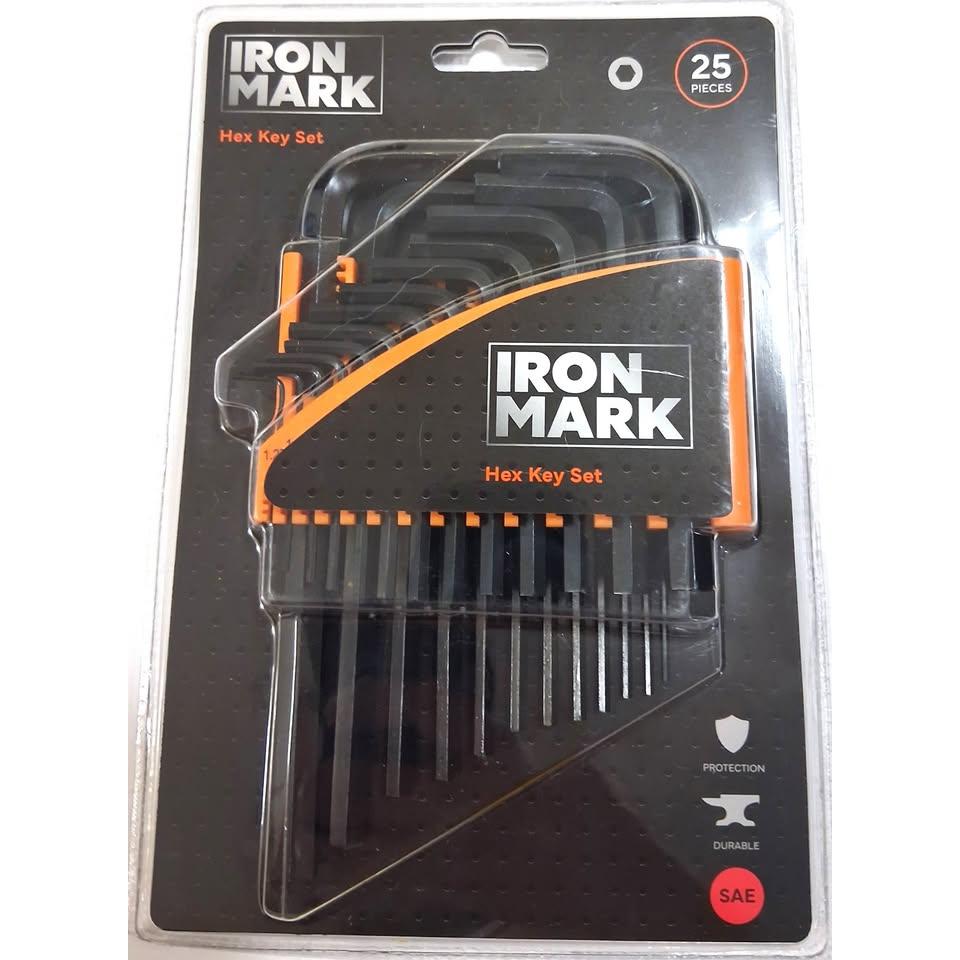 Set 25 Llaves Allen Iron Mark – SAE + Métrico | Acero Construcción | Estuche Plástico Negro/Naranja | Protection + Durable | 1/16"-3/8" y 1.27-10mm