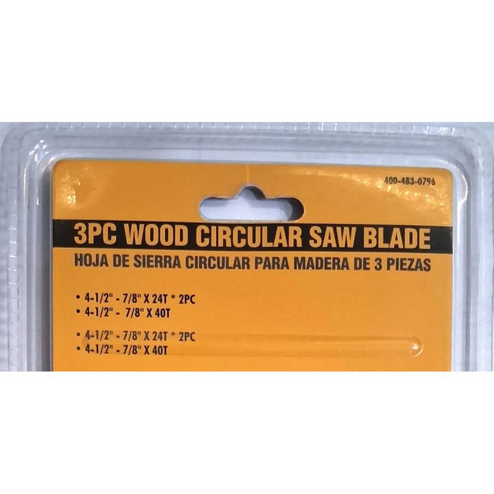 Set 3 Hojas Sierra Circular Madera 4-1/2" Olympia Tools – 2x 24T + 1x 40T | Árbol 7/8" | 12,000 RPM | Satisfaction Guaranteed