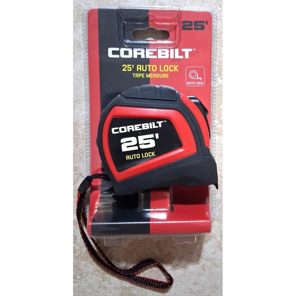 CoreBilt 25' Auto Lock Tape Measure – Red