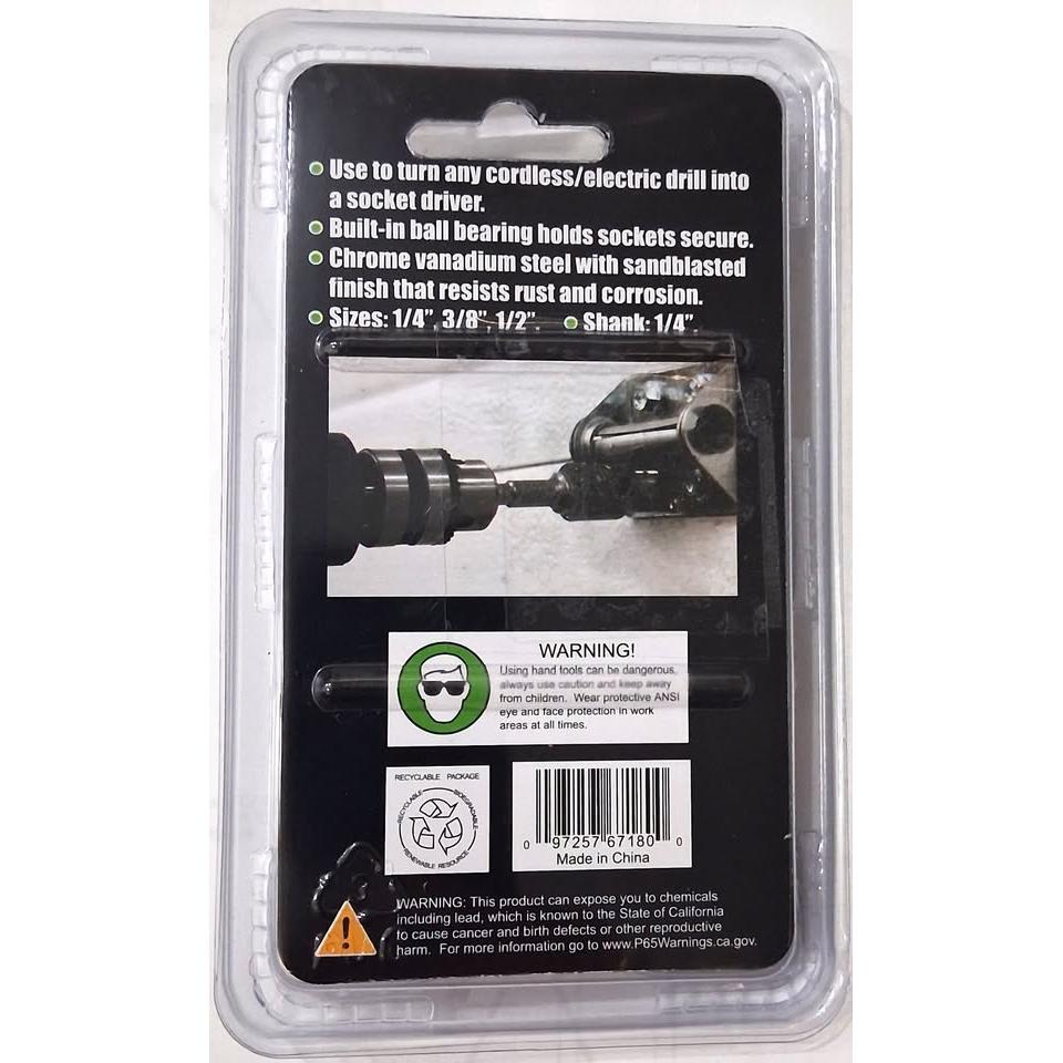 GRIP Set 3 Adaptadores de Extensión para Dados 1/4" 3/8" 1/2" Power Socket Bit