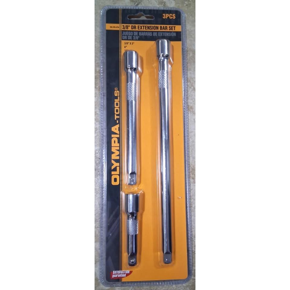 OLYMPIA TOOLS Juego 3 Barras de Extensión DR 3/8" Acero Cr-V Cromado
