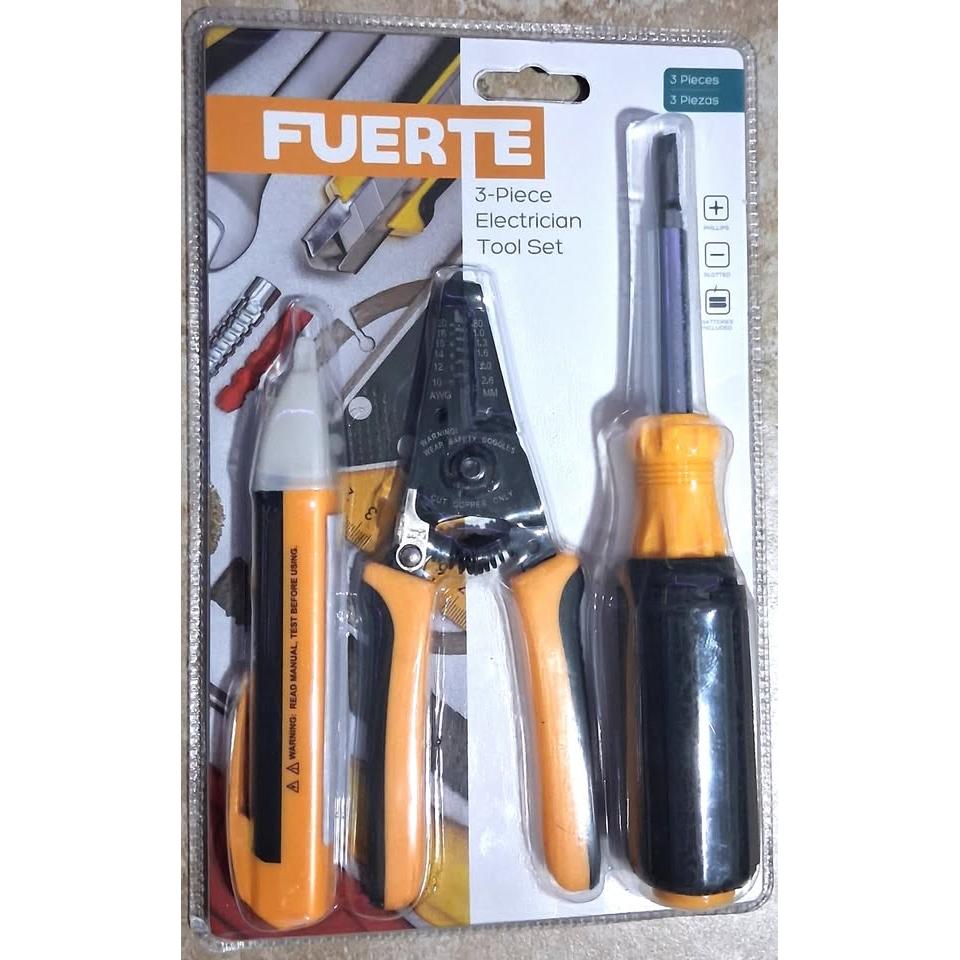 FUERTE 3-Piece Electrician Tool Set – Crimper, Voltage Tester & 6-in-1 Screwdriver